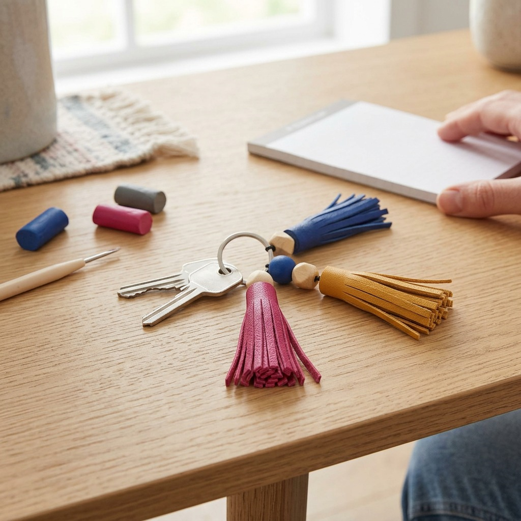 FIMO Leather Effect – Ensemble pour porte-clés à pompon, réf. 8015-DIY2 — vue rapprochée