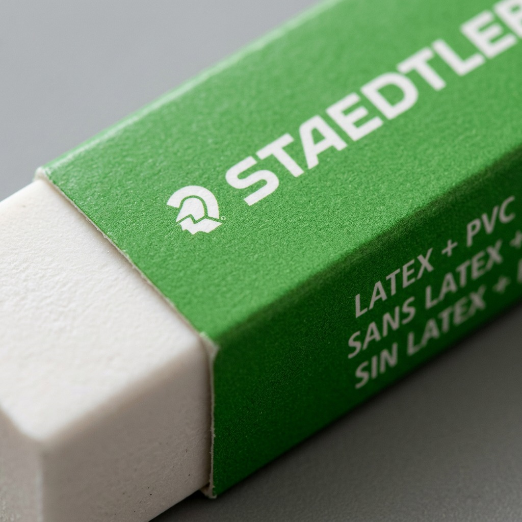 STAEDTLER – Gomme blanche avec motif Mars vert, réf. 525C05LSA6 — vue rapprochée des détails
