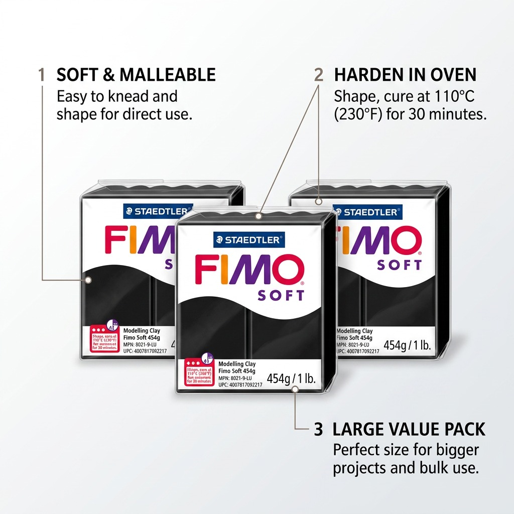 FIMO Soft – Pâte noire 454 g (1 lb), réf. 8021-9-LU — vue 6