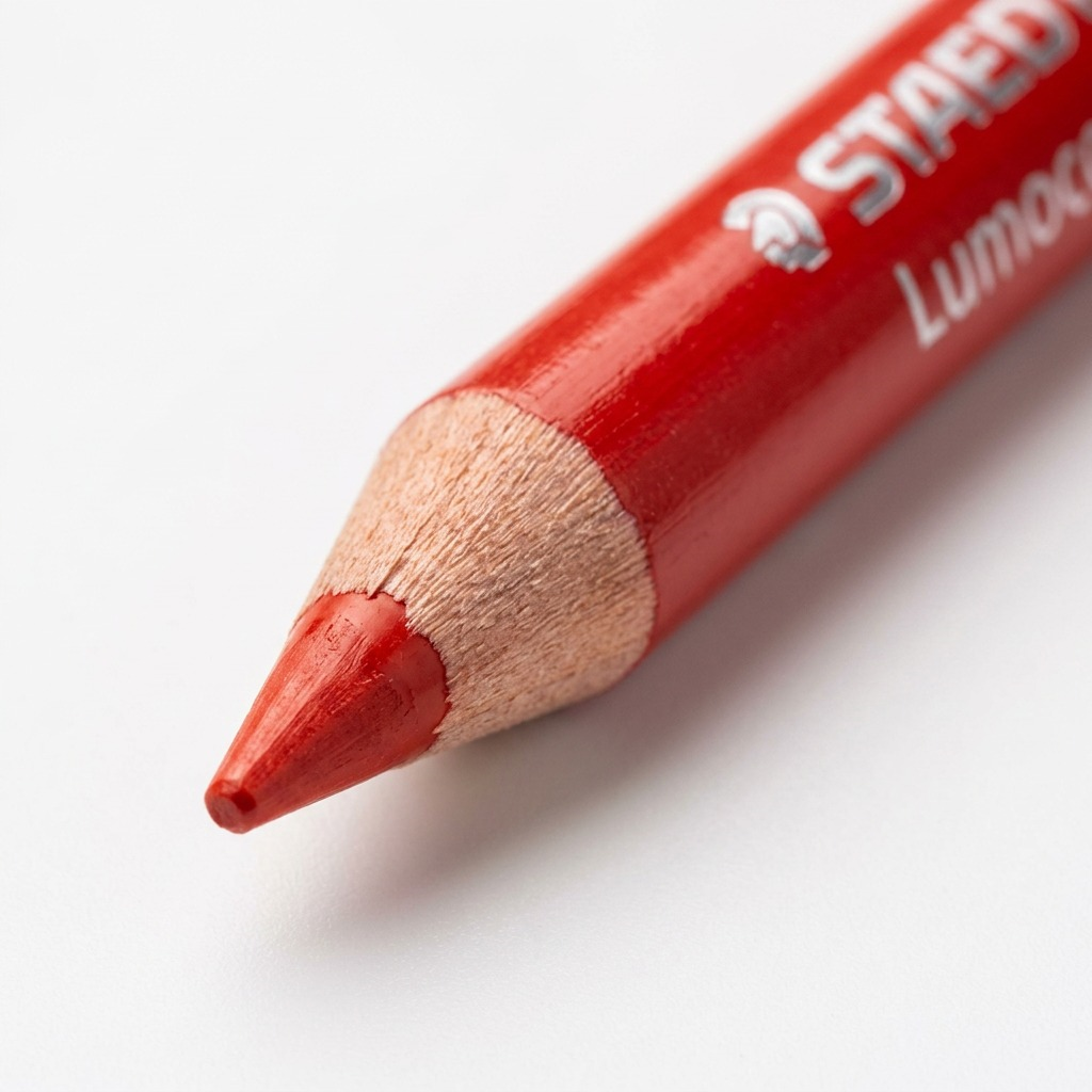 STAEDTLER Lumocolor glasochrom – Marqueur sec permanent rouge, réf. 108-20-2 — gros plan des détails