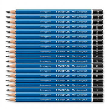 STAEDTLER Mars Lumograph – 24 crayons graphite, réf. 100-G24 — vue du produit sur fond clair