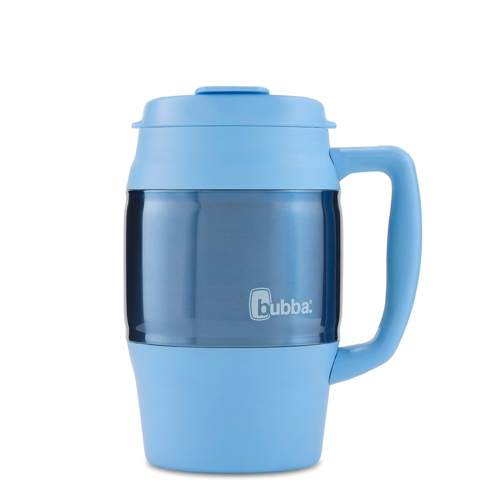 A high-resolution, centered image of the 34oz Bubba Classic Mug in Daydream blue, showcasing its design and logo.
