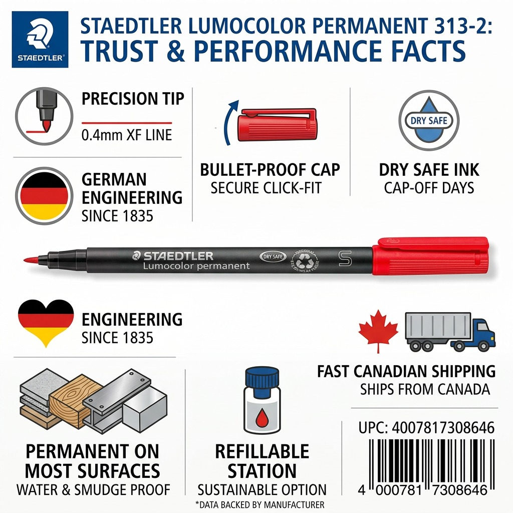 STAEDTLER Lumocolor – Marqueur permanent superfin rouge, réf. 313-2-10 — vue du produit 8