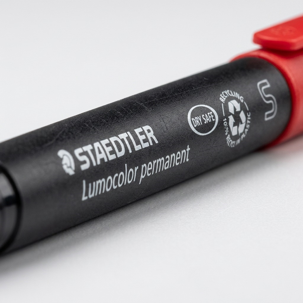STAEDTLER Lumocolor – Marqueur permanent superfin rouge, réf. 313-2-10 — gros plan des détails