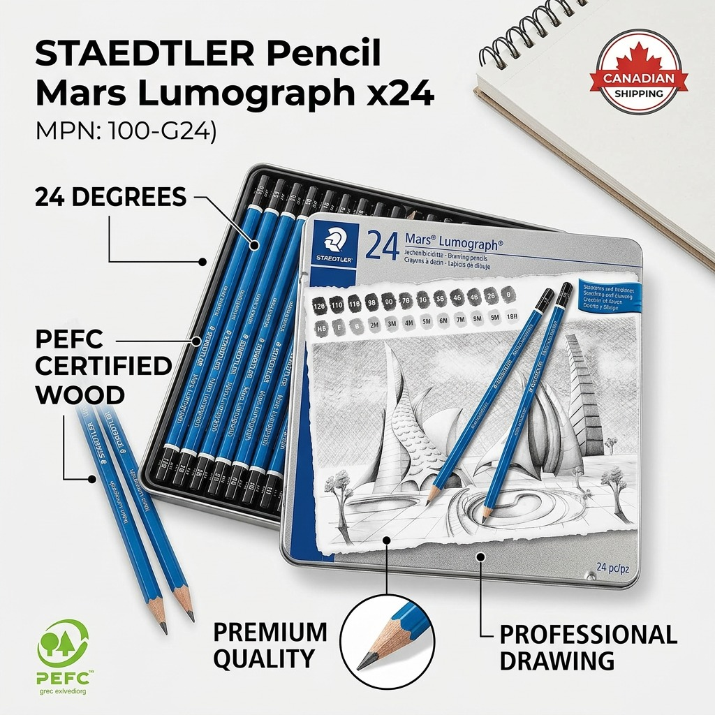 STAEDTLER Mars Lumograph – 24 crayons graphite, réf. 100-G24 — vue du produit 4