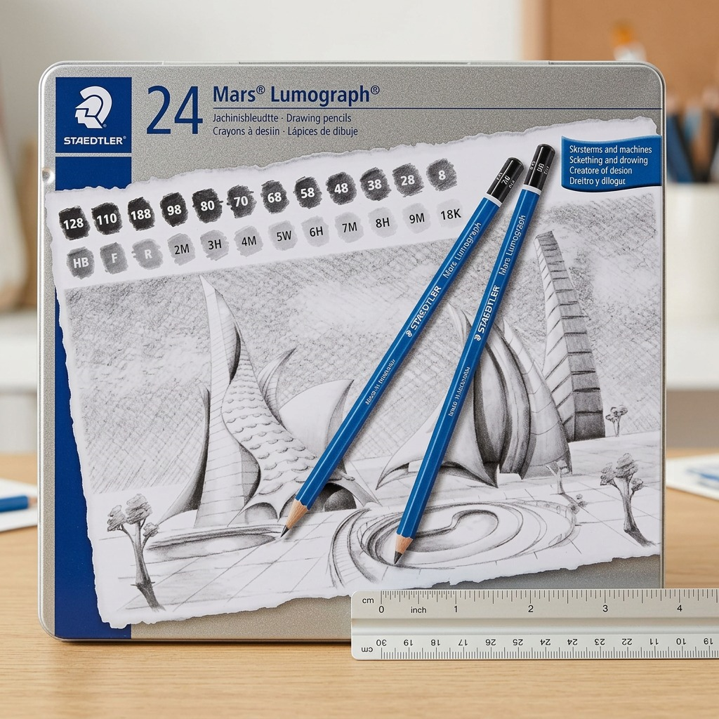 STAEDTLER Mars Lumograph – 24 crayons graphite, réf. 100-G24 — vue du produit sur fond clair