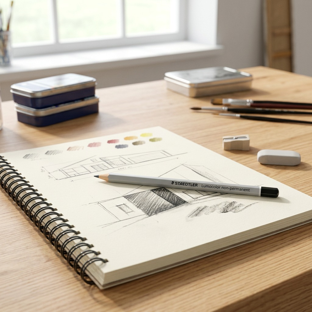 STAEDTLER Omnichrom – Crayon de couleur noir, réf. 108-9-10 — présentation en utilisation