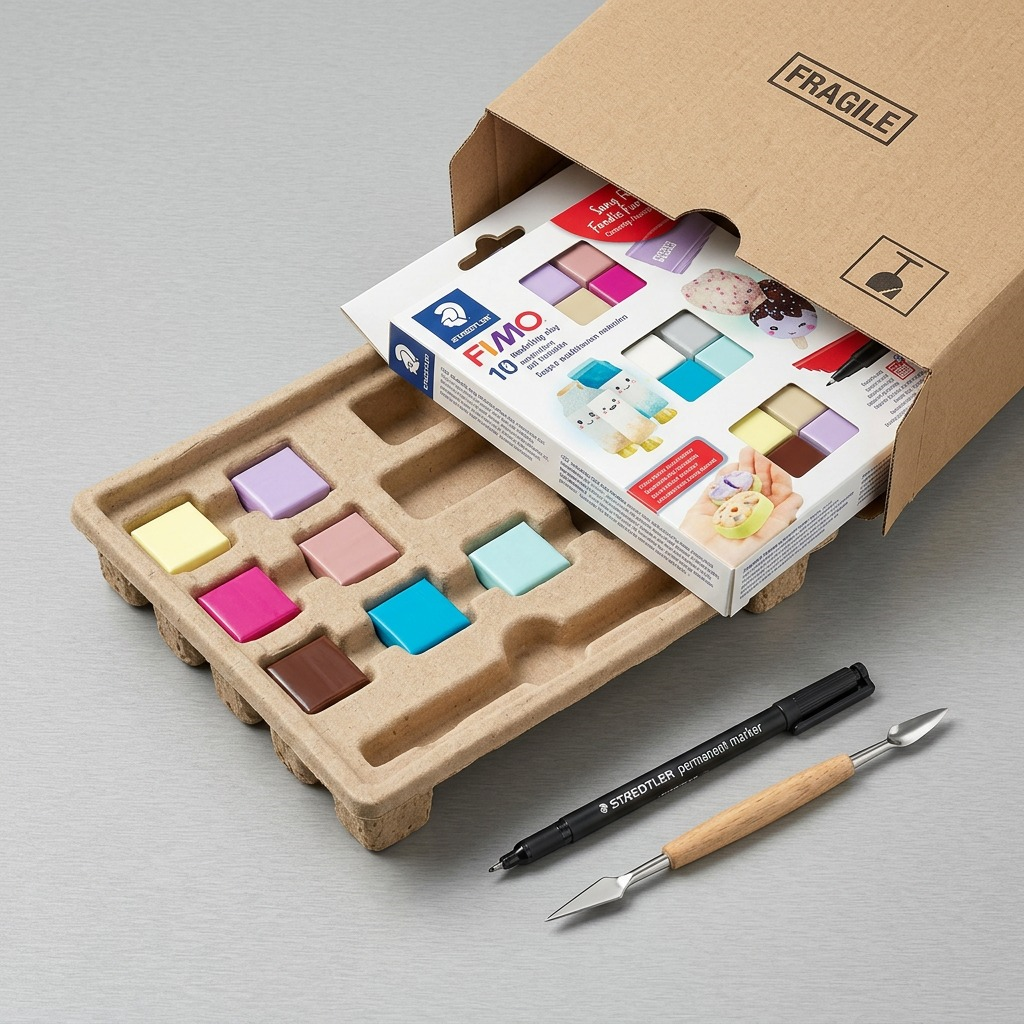 FIMO Soft Foodie Fun (Plaisirs gourmands) – Coffret 12 couleurs avec marqueur et outil de modelage, réf. 8023-C14-F — vue de l’emballage