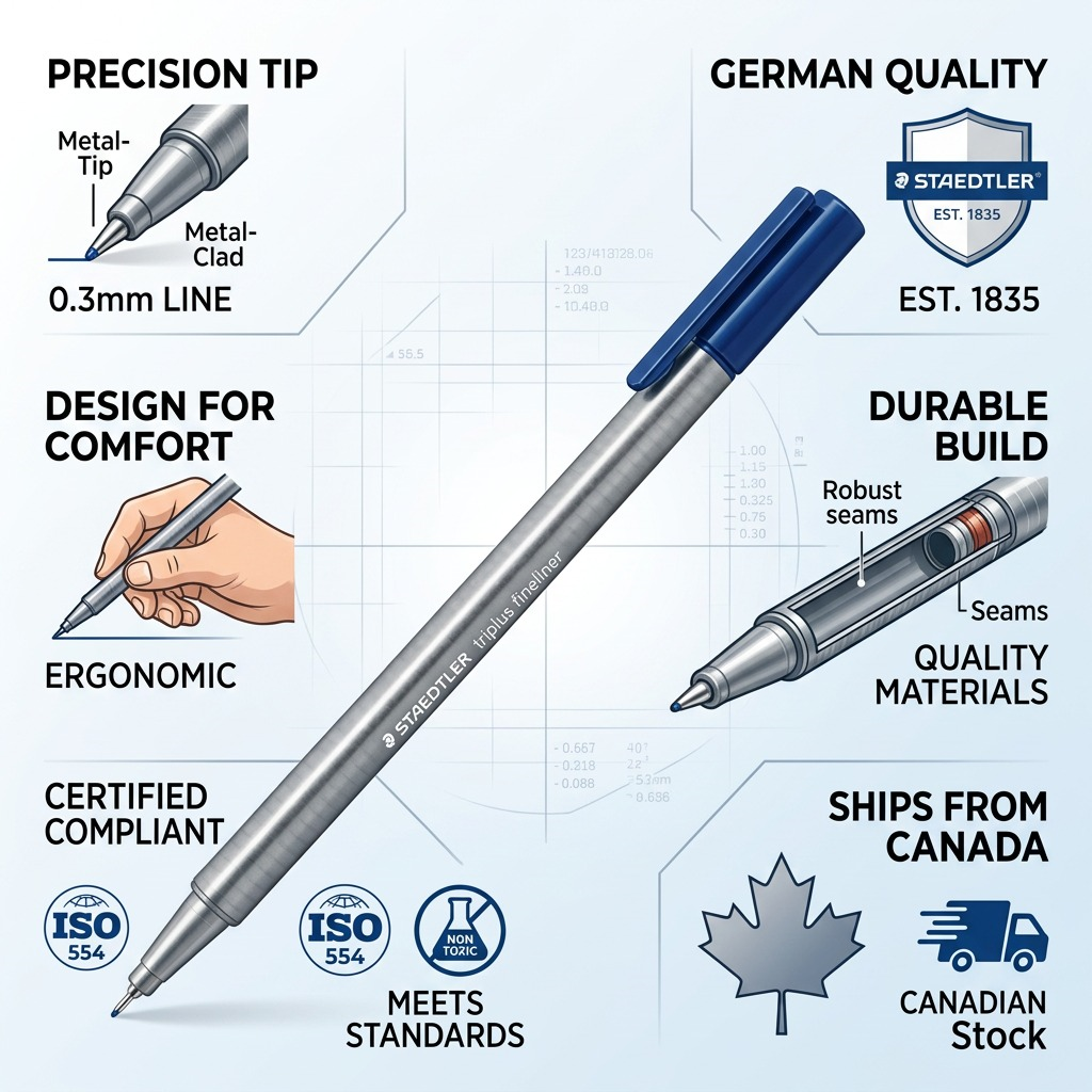 STAEDTLER triplus fineliner – Fineliner bleu 0, réf. 334-3-A7 — gros plan des détails