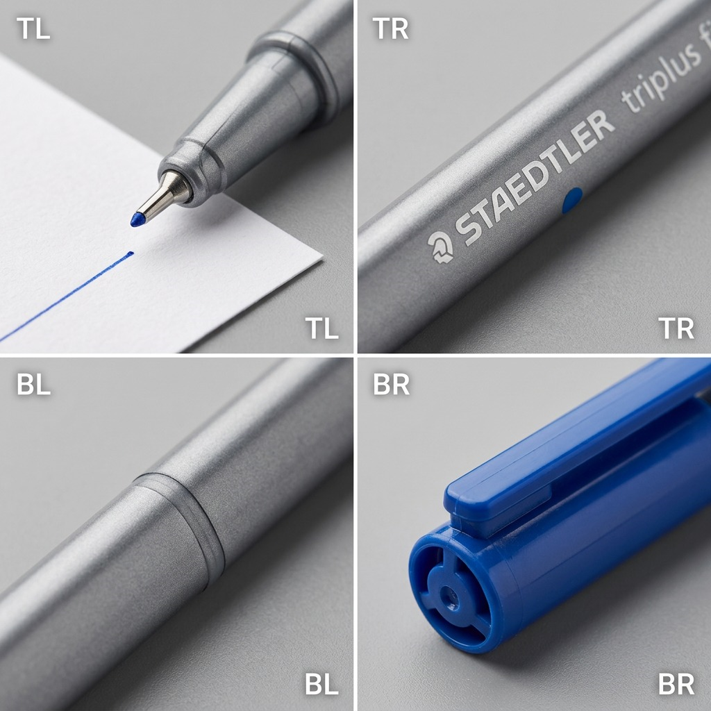 STAEDTLER triplus fineliner – Fineliner bleu 0, réf. 334-3-A7 — gros plan des détails
