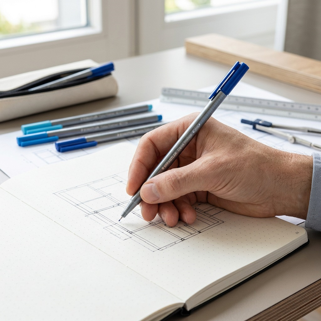 STAEDTLER triplus fineliner – Fineliner bleu 0, réf. 334-3-A7 — gros plan des détails