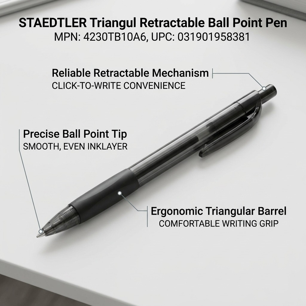 STAEDTLER Lot de stylos à bille rétractables triangulaires, réf. 4230TB10A6 — présentation de l’ensemble ou de l’emballage