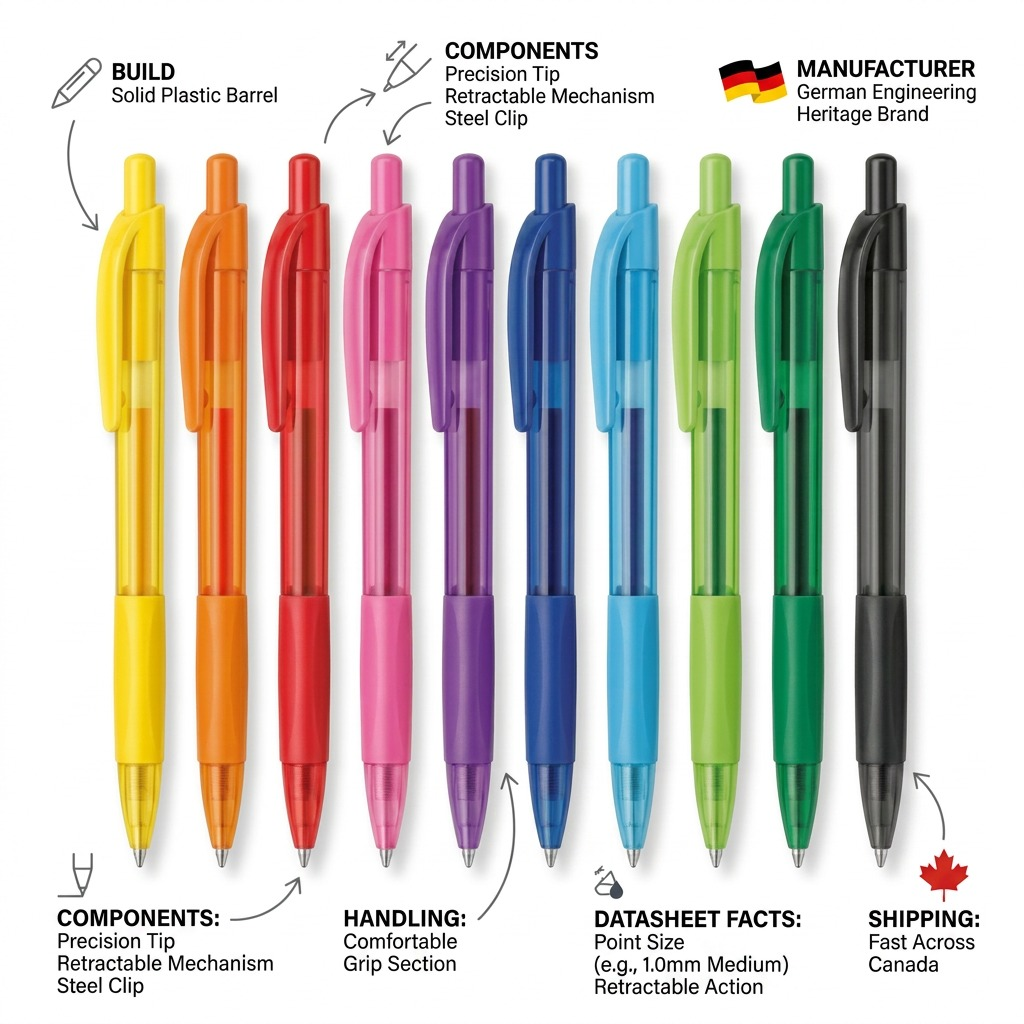 STAEDTLER Lot de stylos à bille rétractables triangulaires, réf. 4230TB10A6 — présentation des caractéristiques