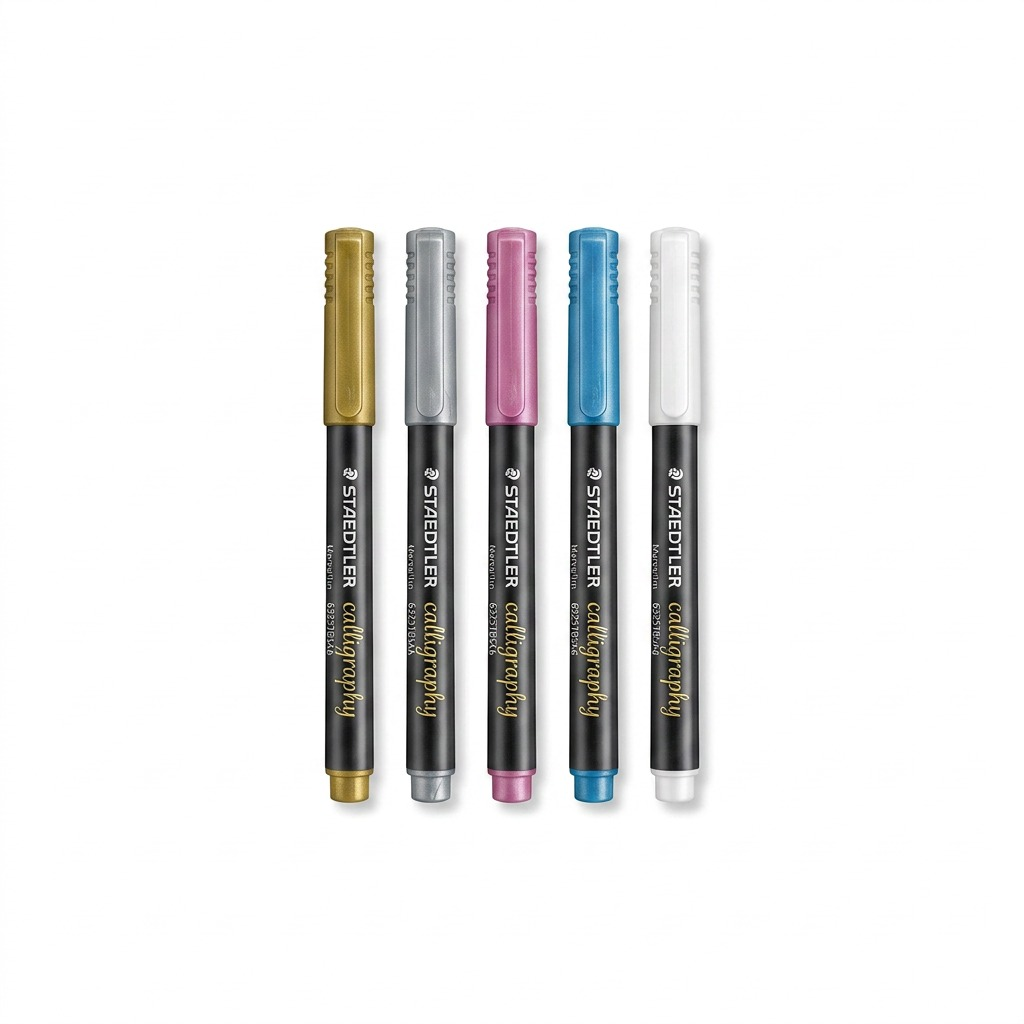 STAEDTLER – Lot de 5 marqueurs métal pour calligraphie, réf. 8325TB5A6 — vue sur fond clair