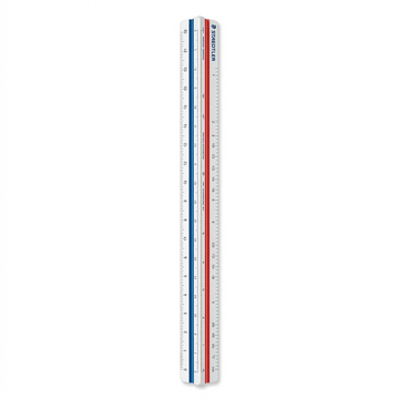 A clean, high-resolution product shot of the STAEDTLER triangular scale rule, isolated on a pure white background.