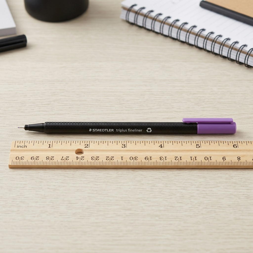 STAEDTLER triplus fineliner, lilac (334-68-A7), pure ecommerce product shot on white, ultra-detailed.