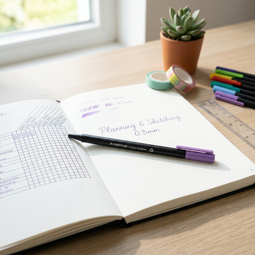 STAEDTLER triplus fineliner – Fineliner lilas 0,3 mm, réf. 334-68-A7 — présentation de l’ensemble ou de l’emballage