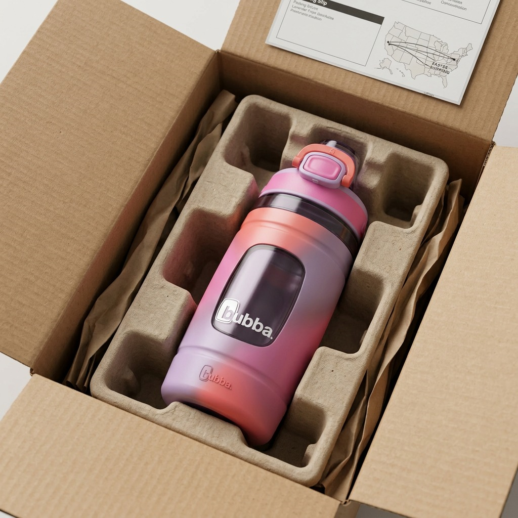 bubba Flo – Bouteille d’eau pour enfants 16 oz (473 ml), Lavender Frost/Azalea/Coral — vue de l’emballage, réf. 2209468