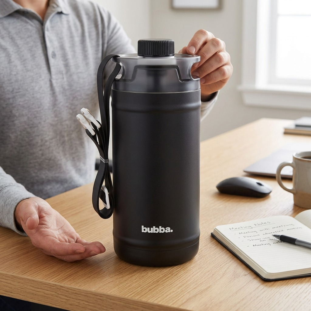 Pure hero shot of the bubba 64oz Insulated Stainless Steel Water Jug on a clean white background.