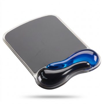 Kensington Duo Gel Mouse Pad with blue ergonomic wrist rest and cooling ventilation channels.