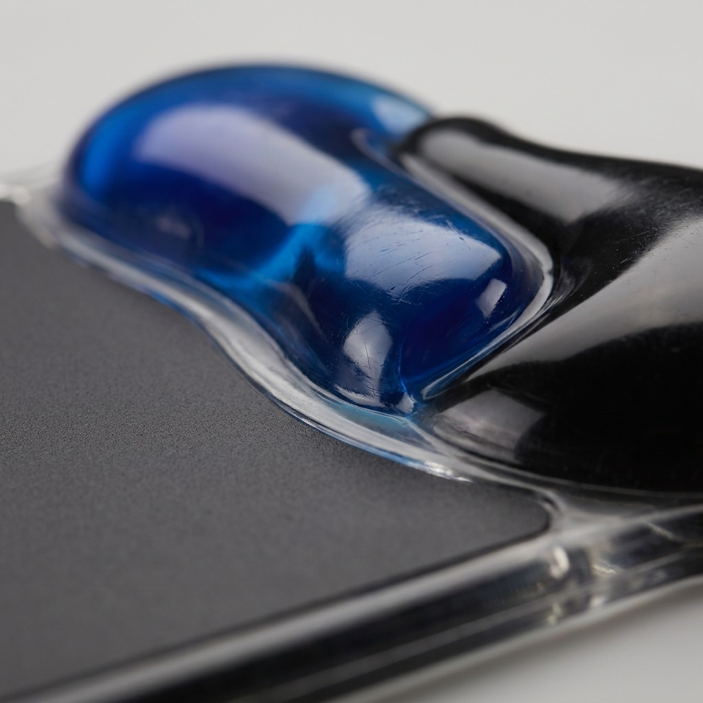 Macro view of blue and black gel cushioning on the Kensington Duo Gel Mouse Pad Wrist Rest.