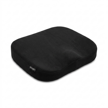 Black Kensington Ergonomic Memory Foam Seat Cushion with a contoured design on a white background.