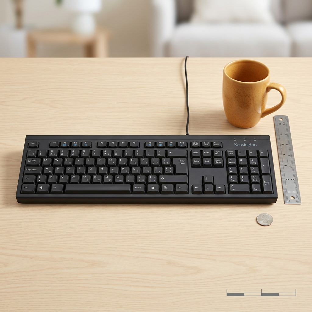 Kensington K72200CA wired bilingual French-Canadian keyboard in black with USB cable on white.