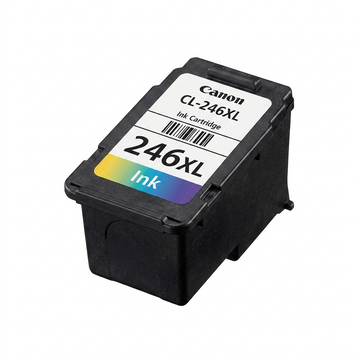 Cartouche d’encre couleur haute capacité Canon CL-246XL sur fond blanc.