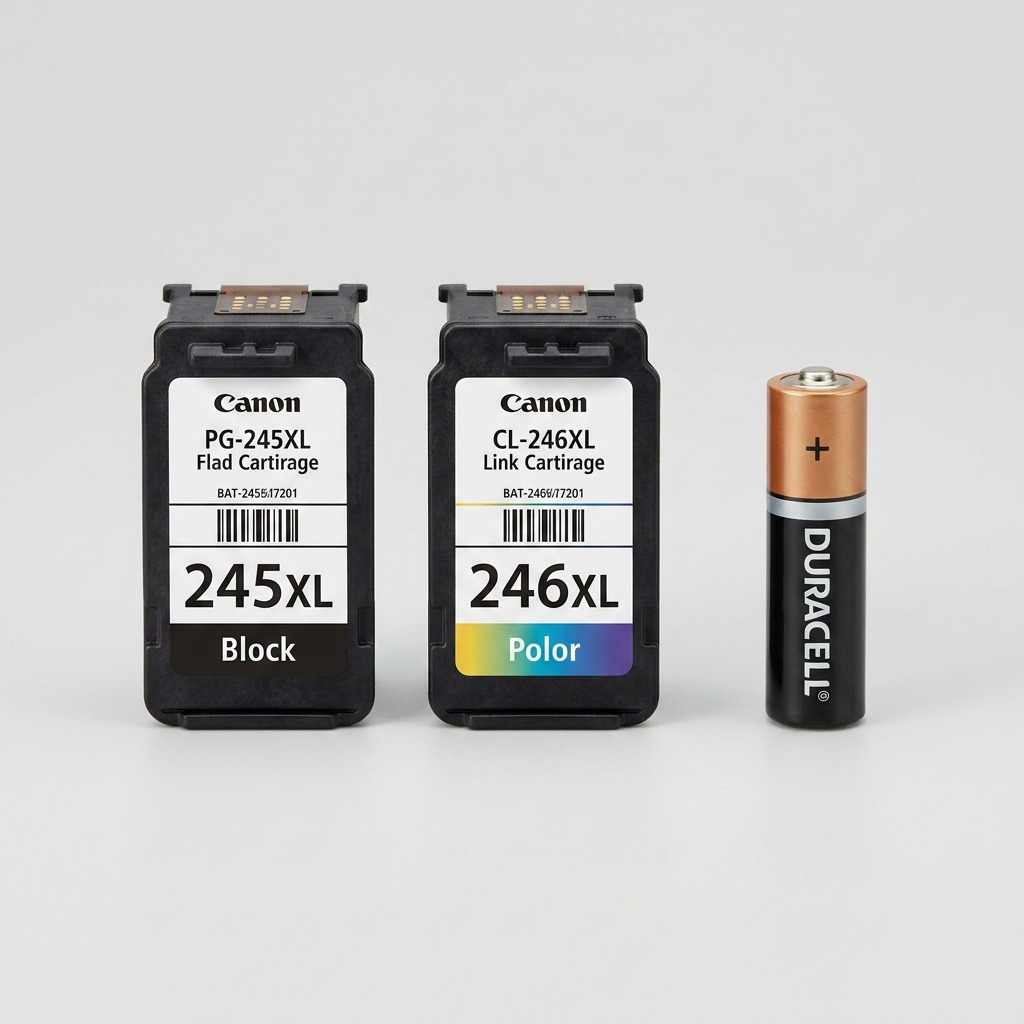 Pure, high-resolution hero shot of two Canon PG-245XL and CL-246XL ink cartridges on white.