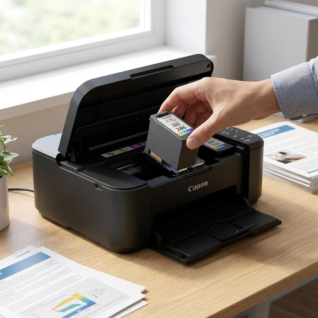 A detailed, high-resolution product studio shot of the Canon CL-286 Colour Ink Cartridge on white.