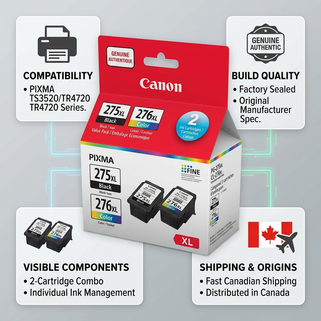 Canon PG-275XL / CL-276XL – Ensemble de cartouches d’encre haute capacité – 4981C006