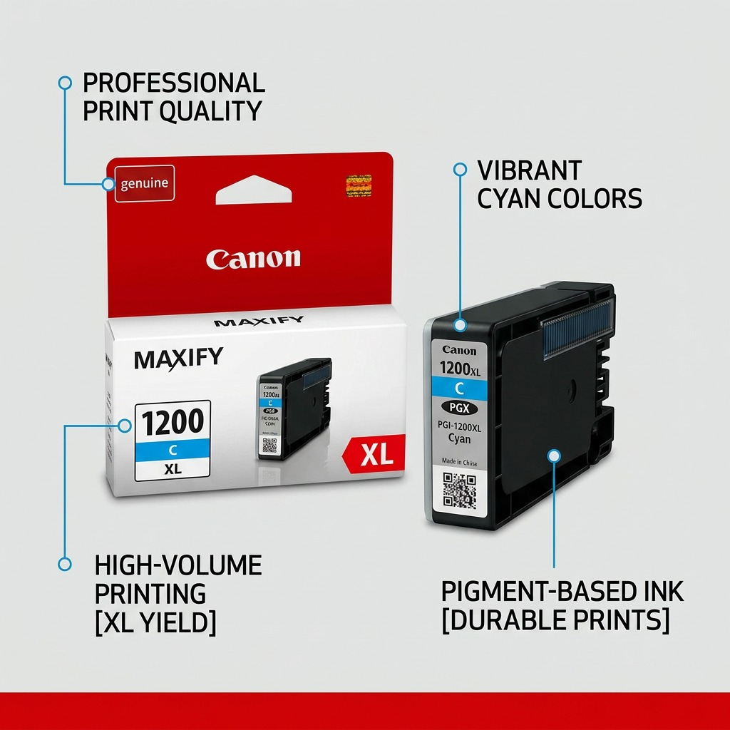 Canon PGI-1200XL C – Cartouche d’encre cyan pigmentée haute capacité – 9196B001