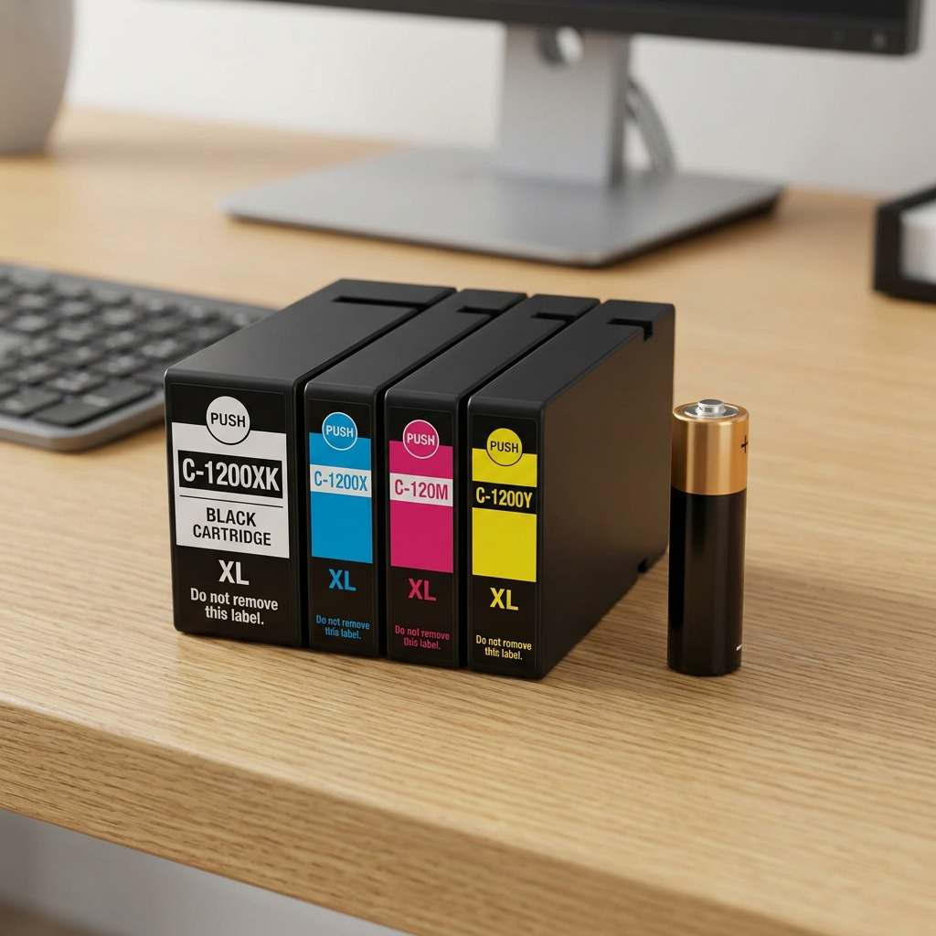 Close-up product photo of Canon PGI-1200XL value pack ink cartridges on white background.