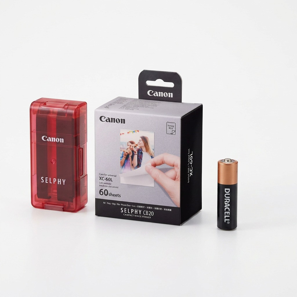 Crisp, detailed hero shot of the Canon XC-60L Ink and Paper set box against a pure, clean white background.