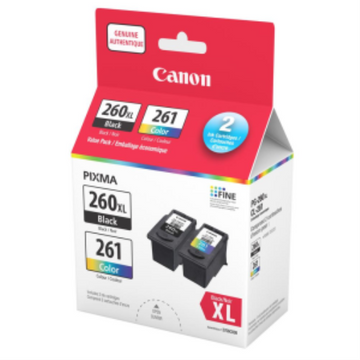 Canon PG-260XL / CL-261 – Ensemble de cartouches d’encre noire haute capacité et couleur – 3706C008