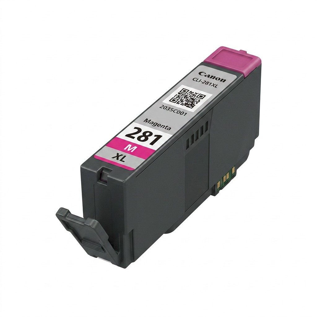 Représentation en trois dimensions de la cartouche d’encre magenta Canon CLI-281XL.