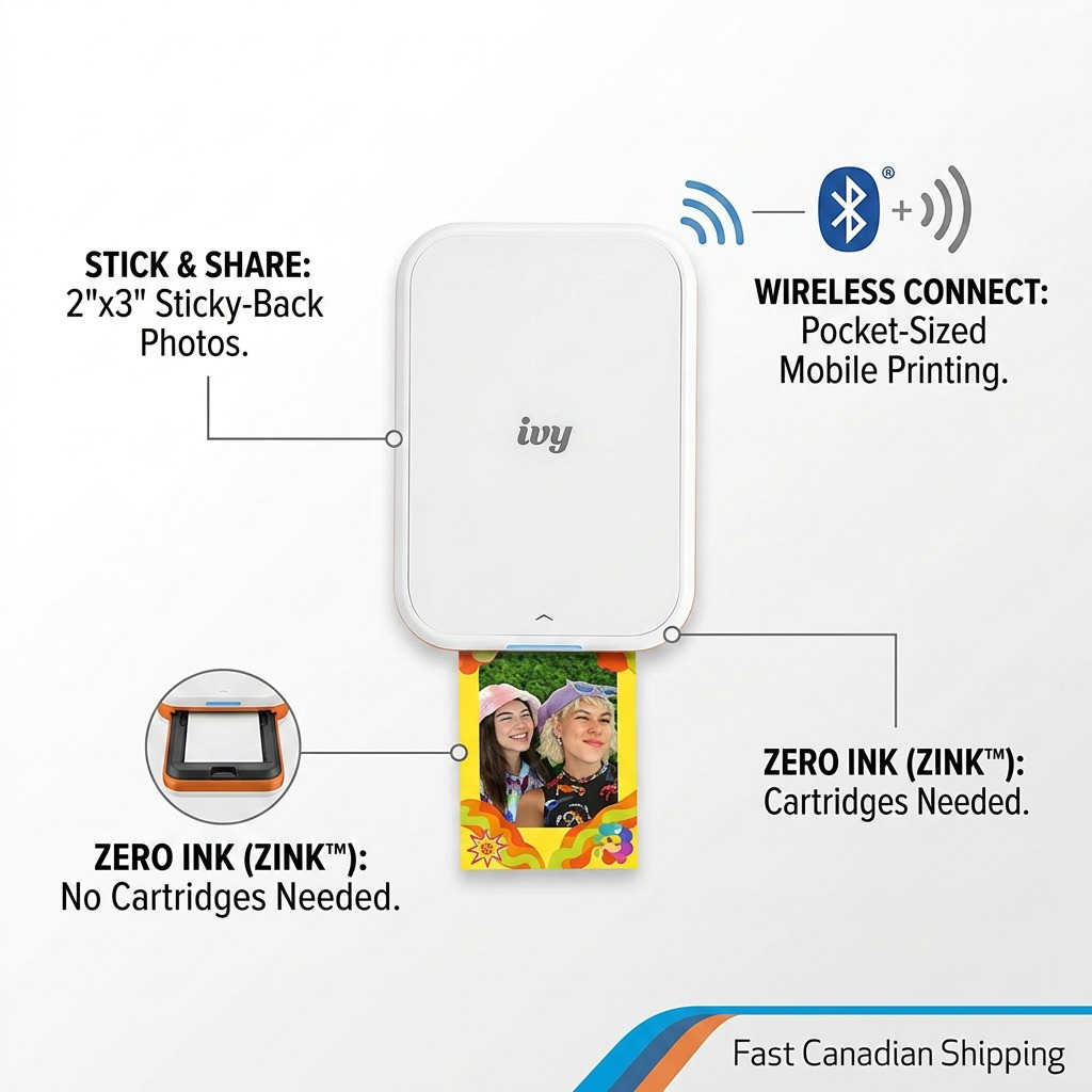 A high-resolution product photography of the Canon IVY 2 Mini Photo Printer.