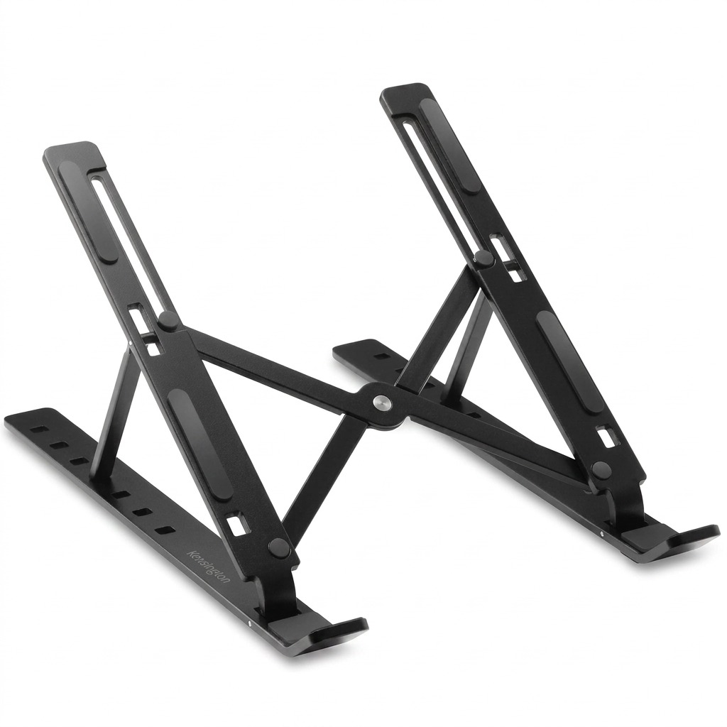 Kensington black collapsible aluminum ergonomic laptop riser shown from a front-angled hero view.