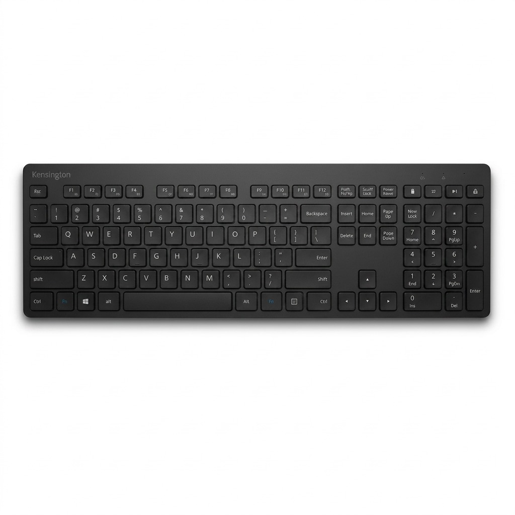 Kensington Advance Fit Slim wireless keyboard in black with a low-profile design and scissor keys.
