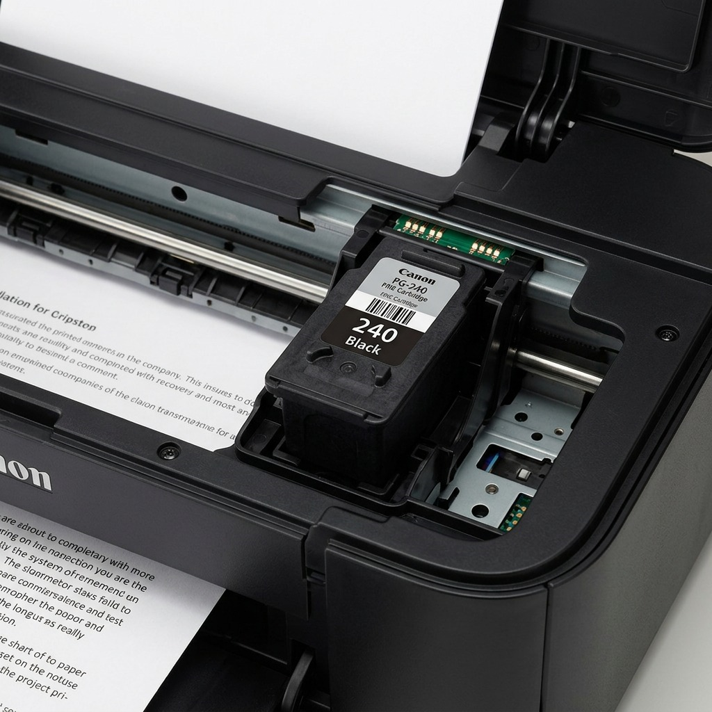 Cartouche Canon PG-240 placée dans le support d’une imprimante PIXMA.