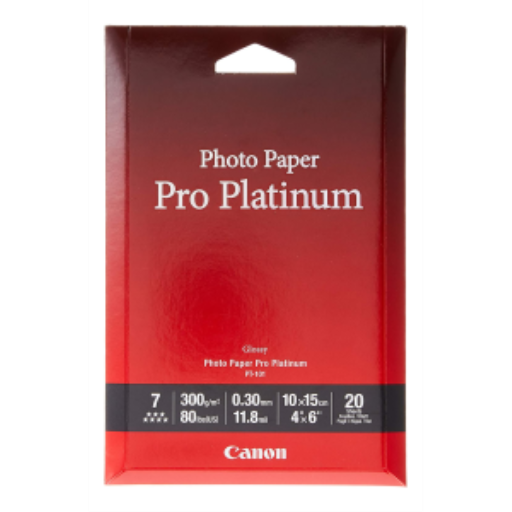 Canon PT-101 – Papier photo Pro Platinum 4 x 6 po – 20 feuilles – 2768B013