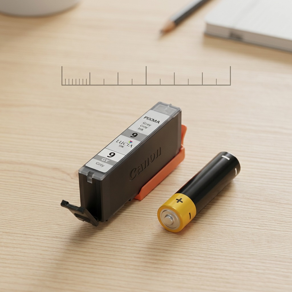 A high-resolution product shot of the Canon PGI-9 Gray ink tank against a clean white background.