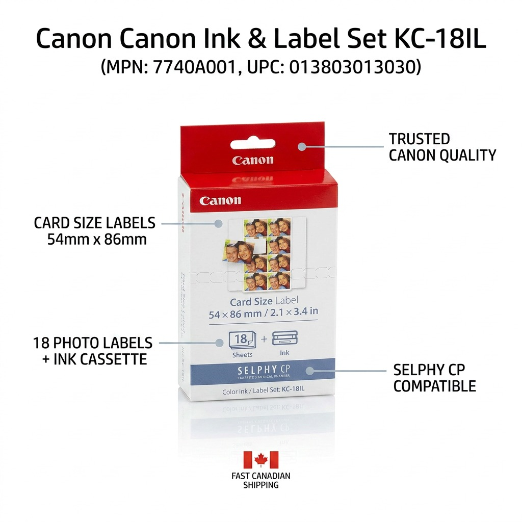 Canon KC-18IL – Ensemble encre et étiquettes format carte – 7740A001