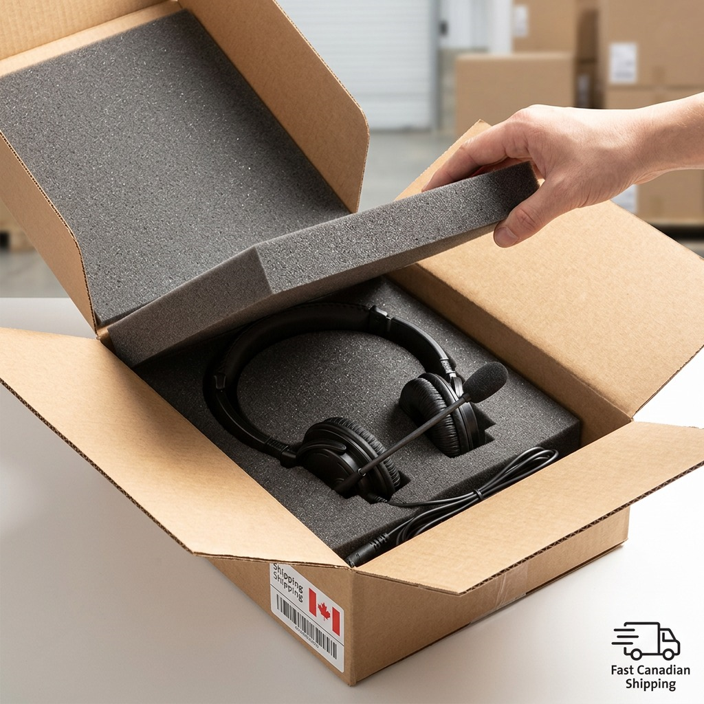 Unboxing a secure shipment reveals the Kensington headphones cradled safely in form-fitting foam.