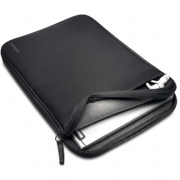 Kensington 14-inch Universal Sleeve in black featuring a fleece-lined interior and zipper pocket.