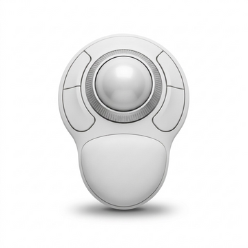 Kensington Orbit white wireless trackball mouse with scroll ring and ergonomic wrist rest.
