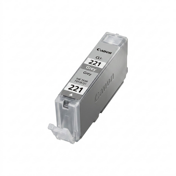 Cartouche d’encre grise Canon CLI-221GY sur fond blanc.