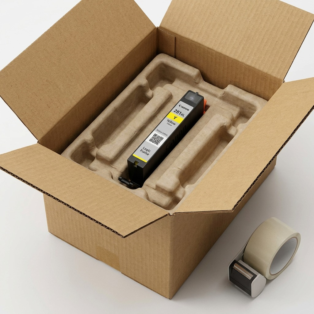 Single Canon CLI-281XL Yellow Ink Tank on white background