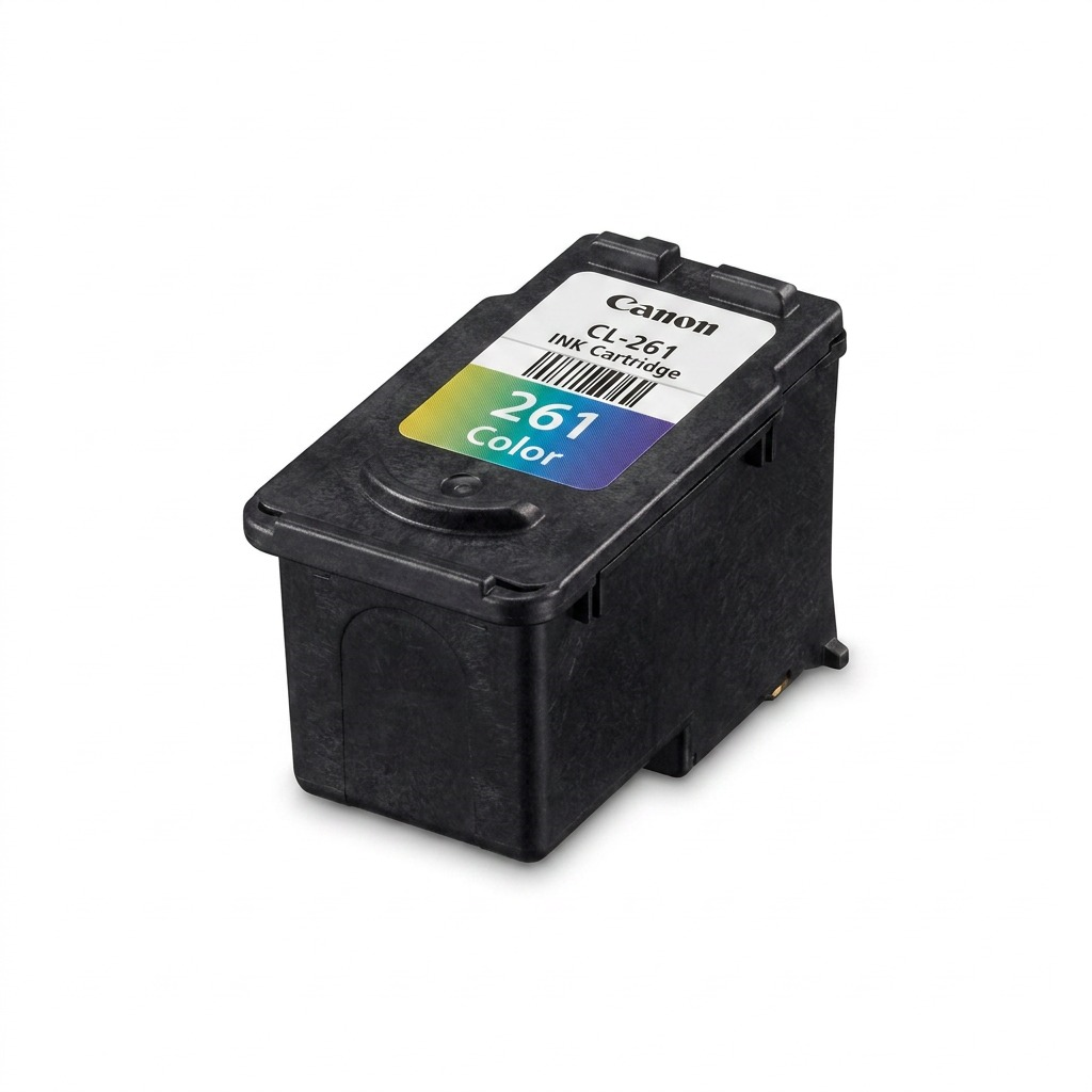Cartouche d’encre couleur Canon CL-261 sur fond blanc.