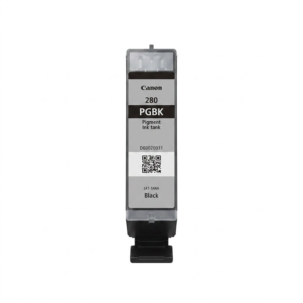 Réservoir d’encre noire pigmentée Canon PGI-280 sur fond blanc.